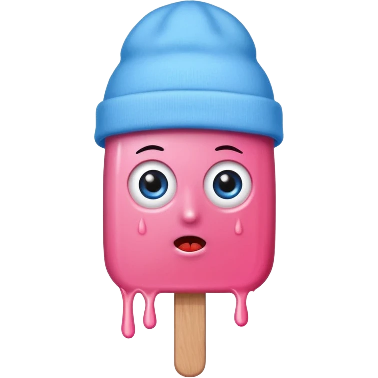 pink popsicle with eyes and beanie emoji