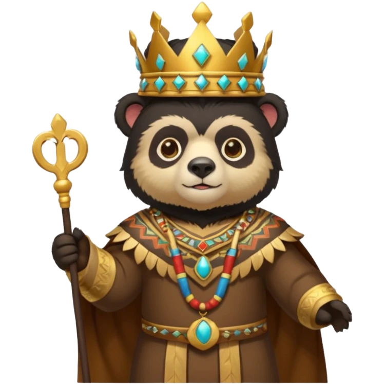 Spectacled bear in Cusco Inca attire with the Manco Capac costume, which includes a crown and Inca-style clothing emoji