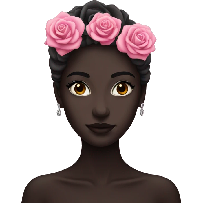 dark beauty with pink roses emoji