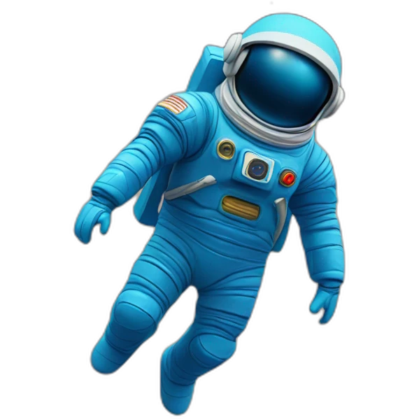 blue spaceman in a blue suit flying straight up into space emoji