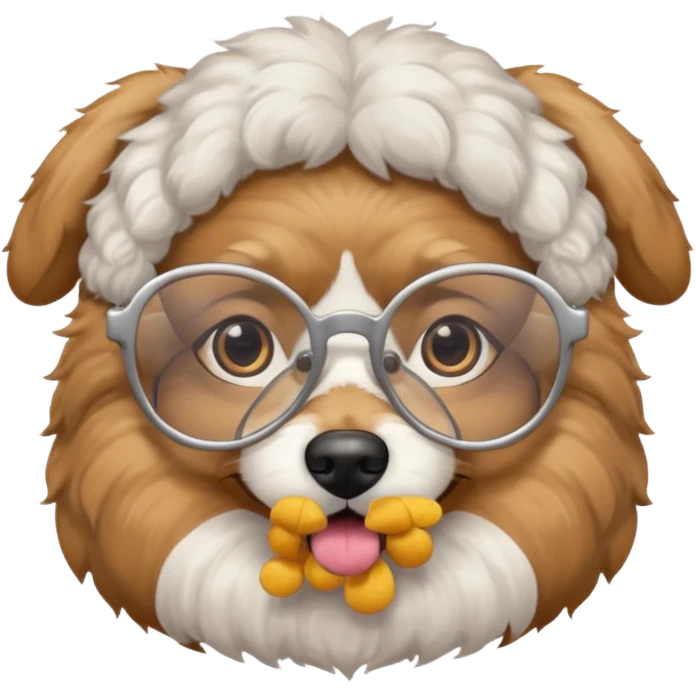 dog wearing grany emoji