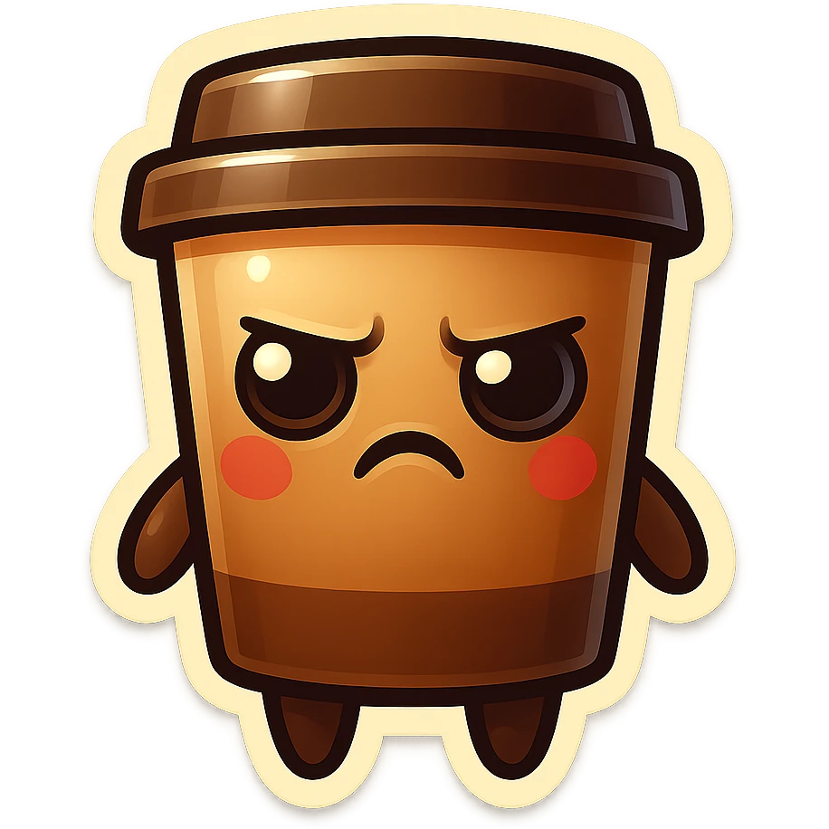Tall coffee cup, annoyed, disturbed emoji