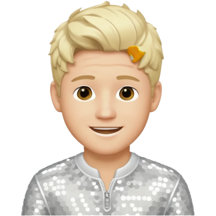 Niall Horan from One Direction with light skin, blonde hair, white sequin outfit emoji