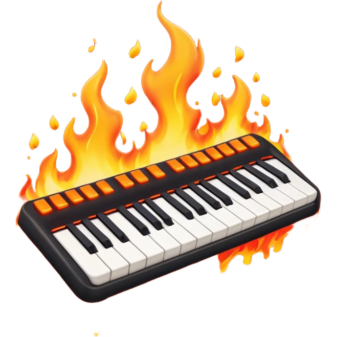 music keyboard on fire emoji