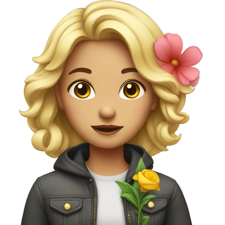 Girl with flower emoji