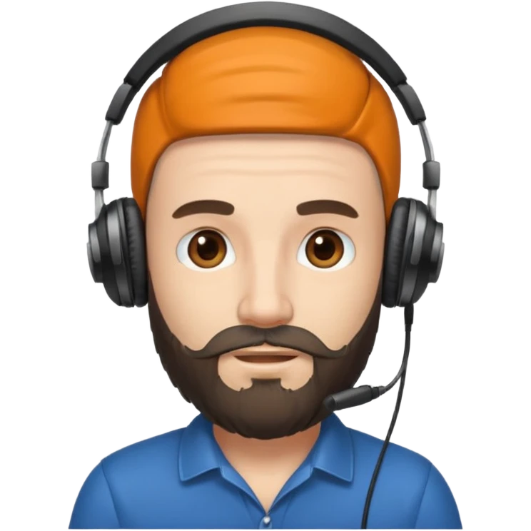 create a Men with Beard and Headphones and some hairs on his head emoji