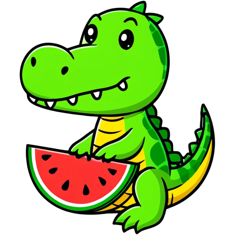 Crocodile with a watermelon emoji