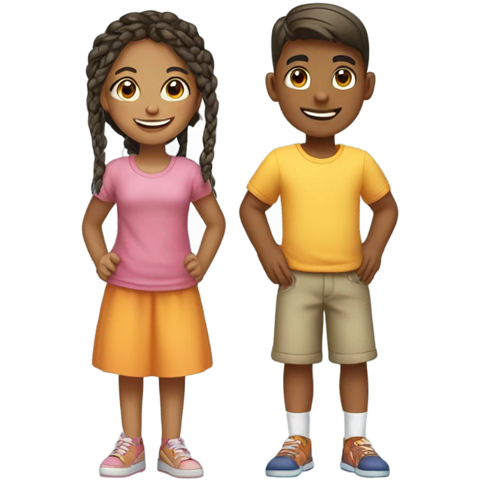 happy girl and boy outdoors emoji