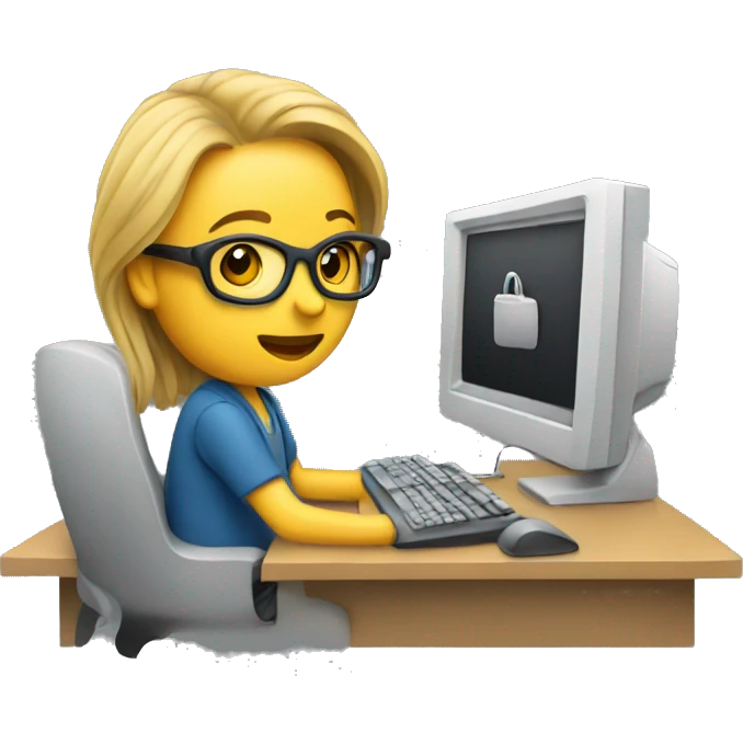 A designer working on a computer emoji