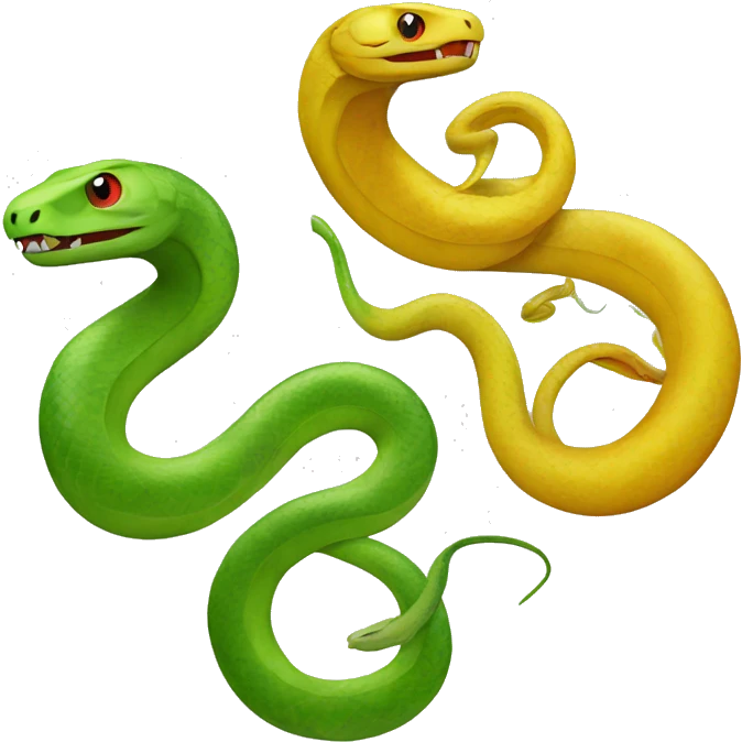 A red snake, a green snake and a yellow snake emoji