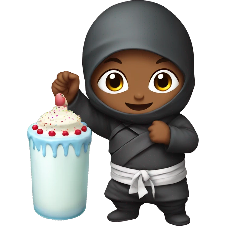 baby ninja with milk bottle and birthday cake  emoji