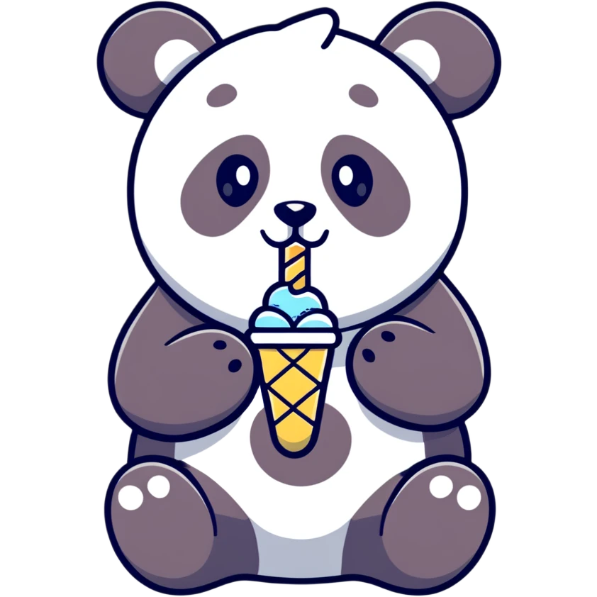Panda eating ice cream emoji