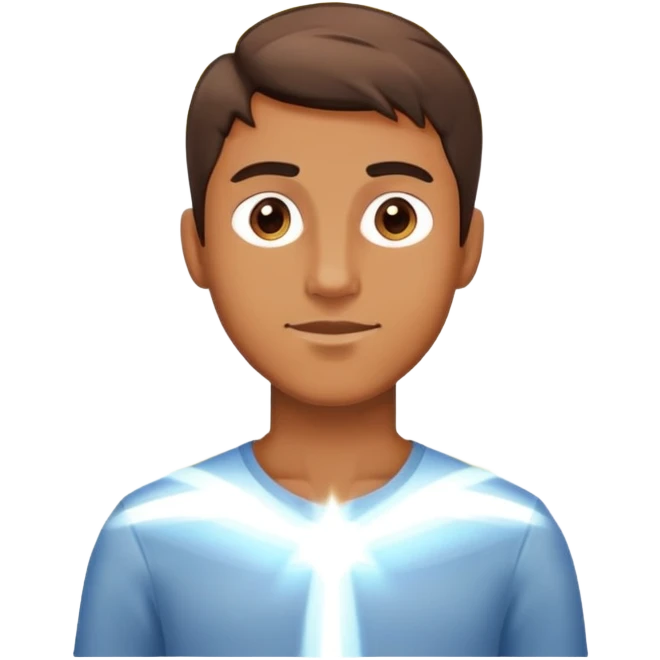 man standing with rays of light emoji