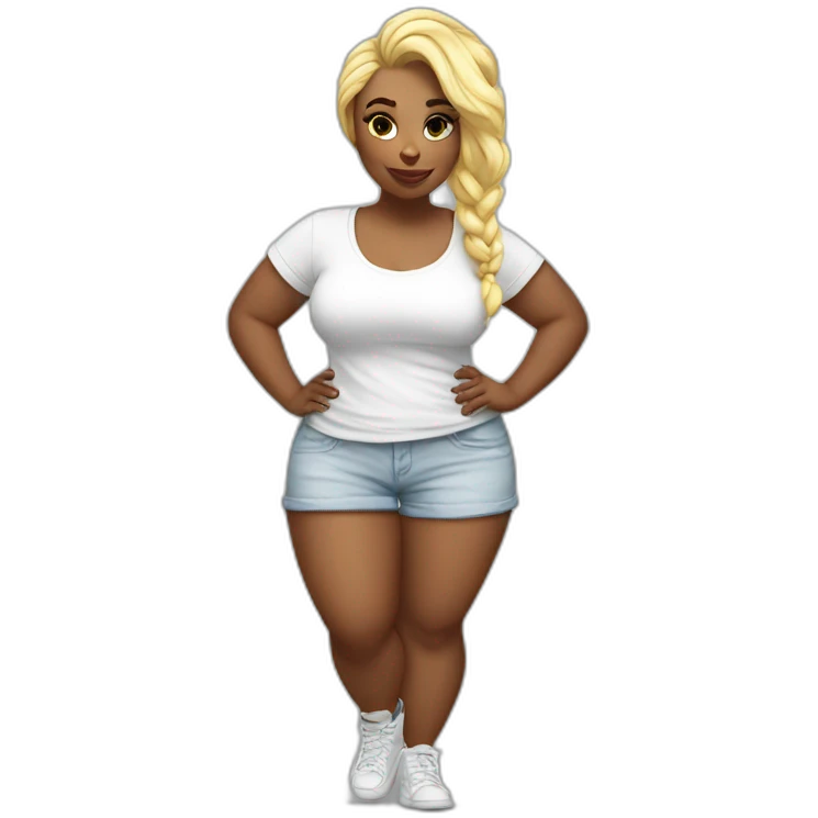 Curvy white hip hop girl full length emoji