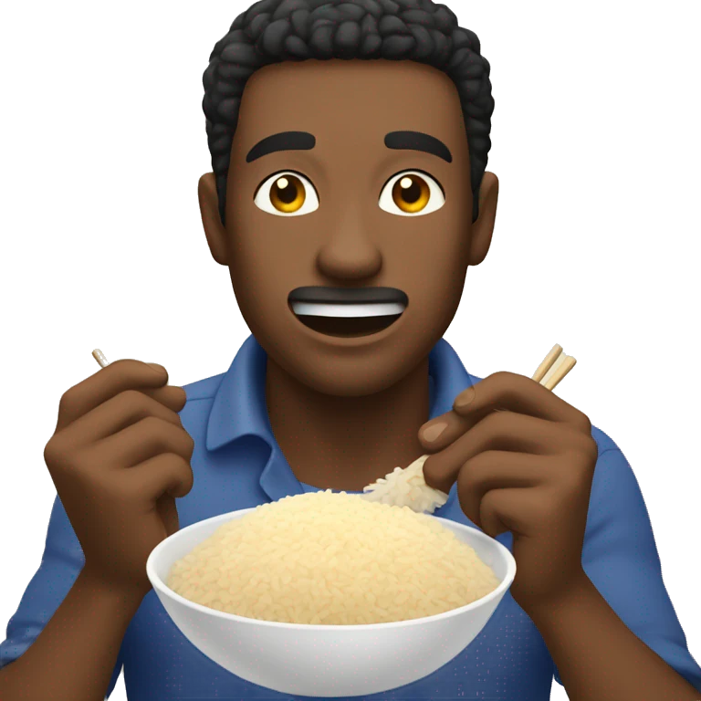 guy eating rice instead of potato emoji