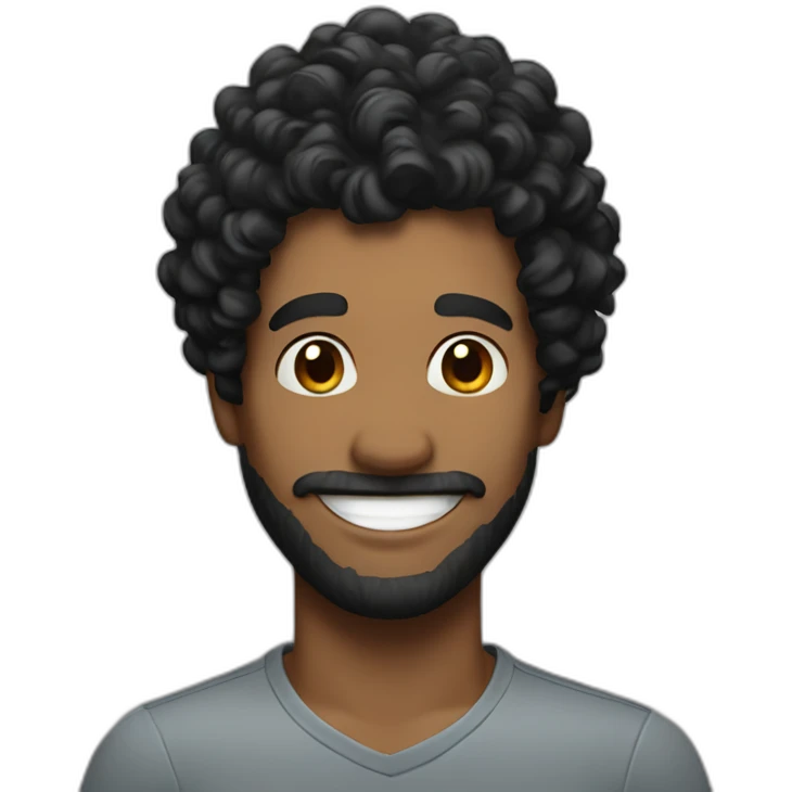 happy face with curly black hair man emoji