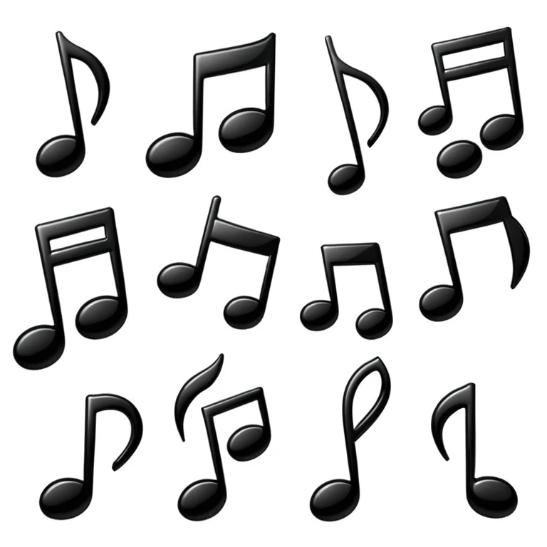 Black music notes, symbols  emoji