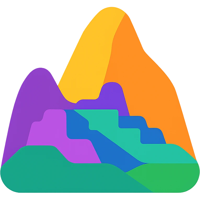 Machu Picchu logo, abstract representation, vibrant colors, creative branding emoji
