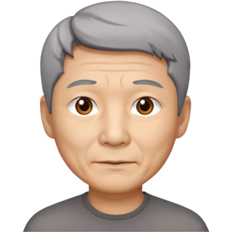 homme asiatique cheveux court gris foncé yeux marrons visage ridé emoji