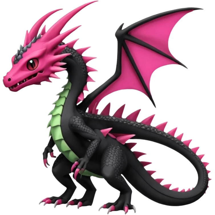 Magenta, black and white Flygon-Gorebyss-Salandit-Gargoyle-Pokémon-Fakémon-creature-fusion-hybrid emoji