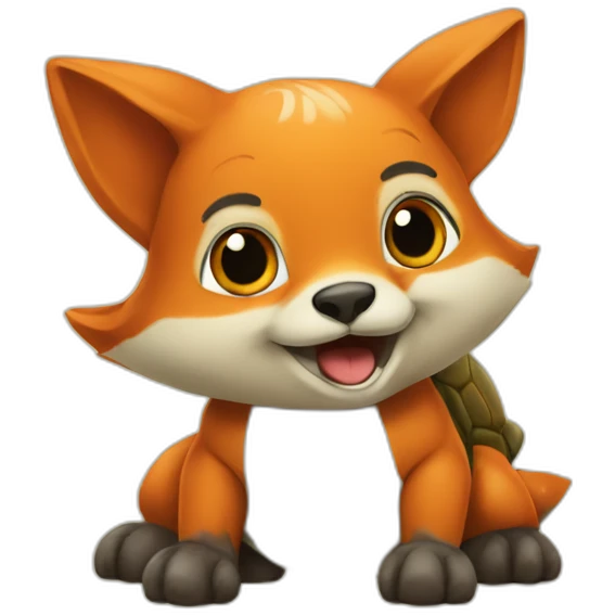 Renard sur une Tortue emoji