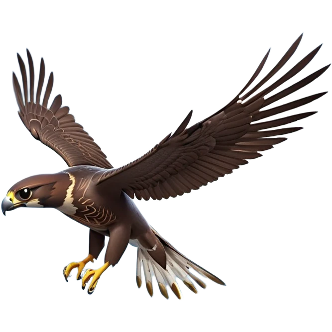 cinematic-peragrin falcon-realistic-full-body-diving-emoji,-sleek-aerodynamic-frame-plummeting-through-the-air-with-lightning-speed,-razor-sharp-talons-poised-for-the-strike,-feathered-wings-angled-for-maximum-precision,-keen-dark-eyes-locked-onto-its prey emoji