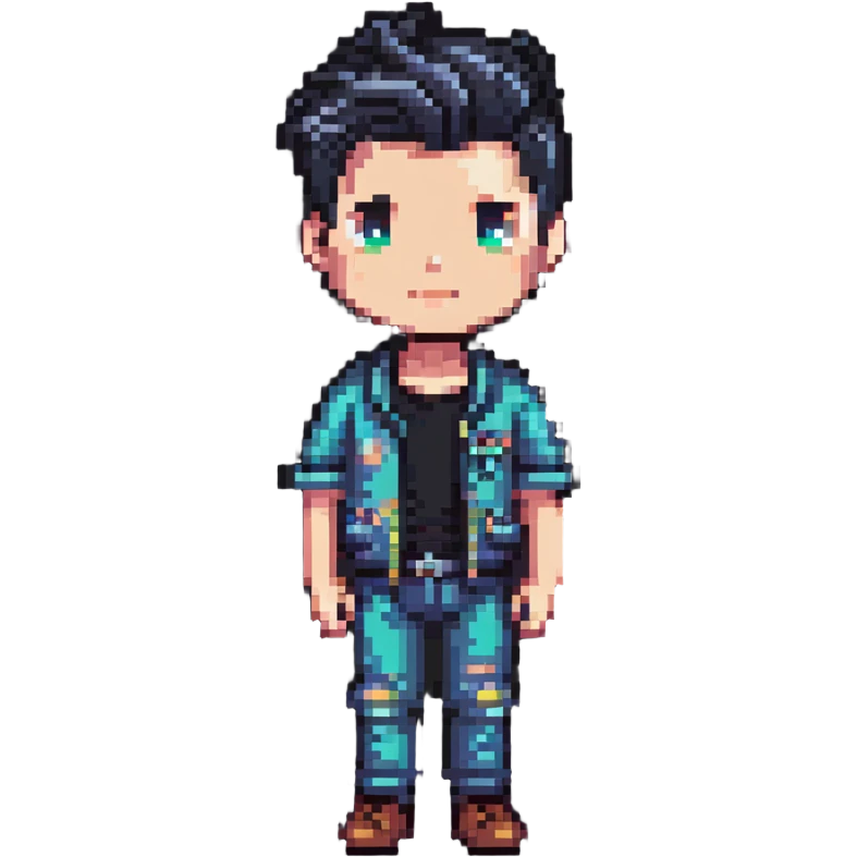 modern pixel art male character with contemporary clothing and hairstyle emoji