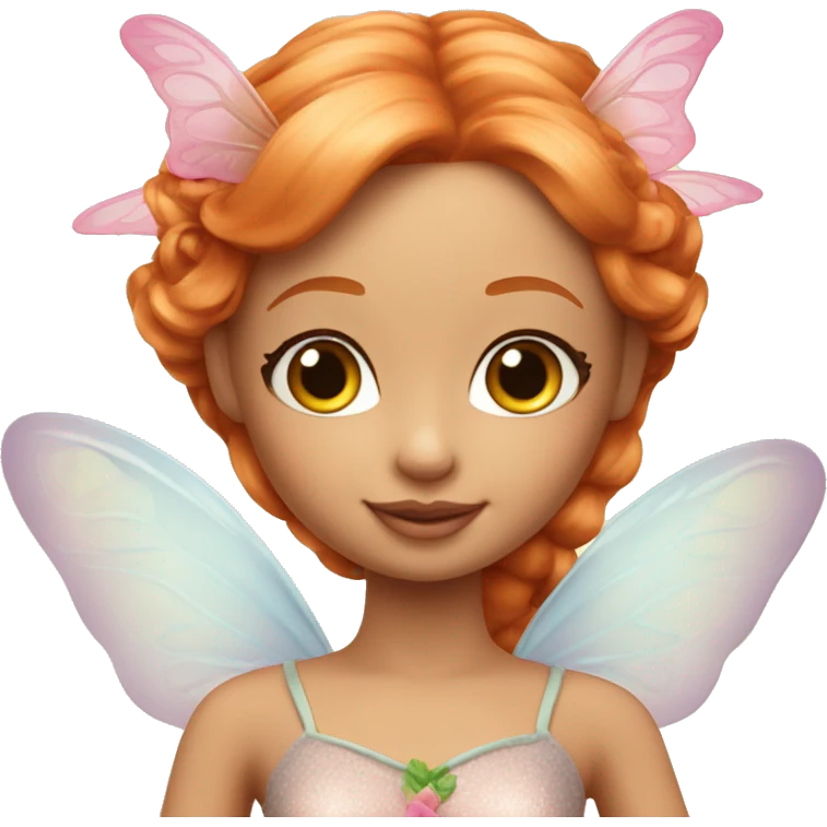 Beautiful ginger Barbie fairy with a fawn emoji
