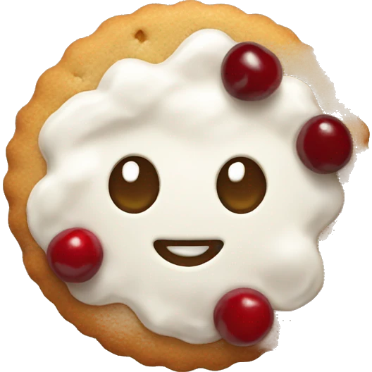 Biscuit with white icing and cherry emoji