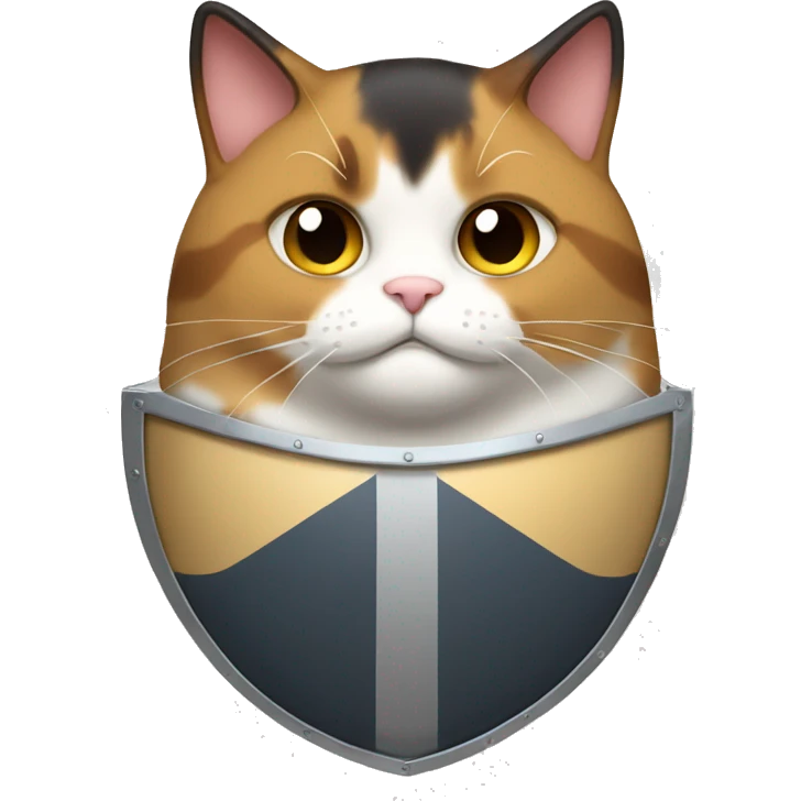 Fat calico cat with a shield  emoji