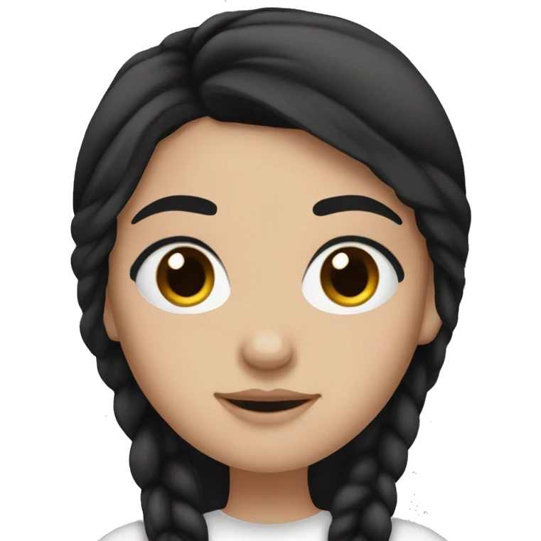 white girl straight black hair, with brown eyes and long dark hair and thick eyebrows emoji