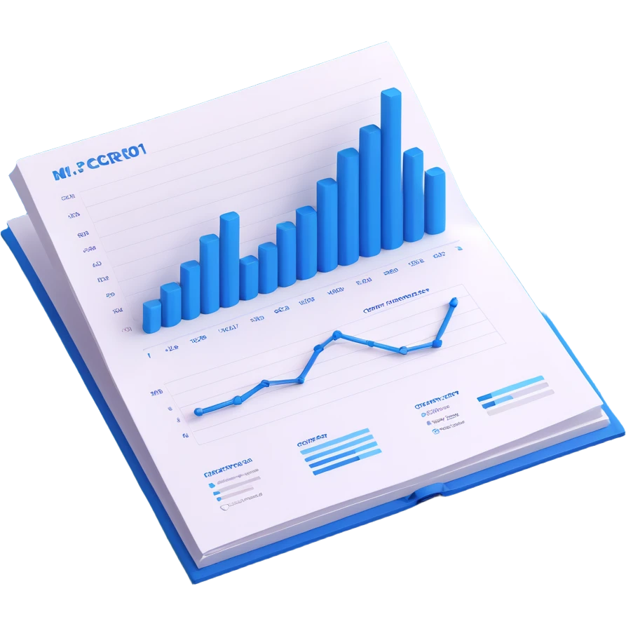 report page with chart inside, blue cover emoji