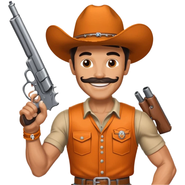 Oklahoma state university pistol Pete with a pistol in each hand emoji