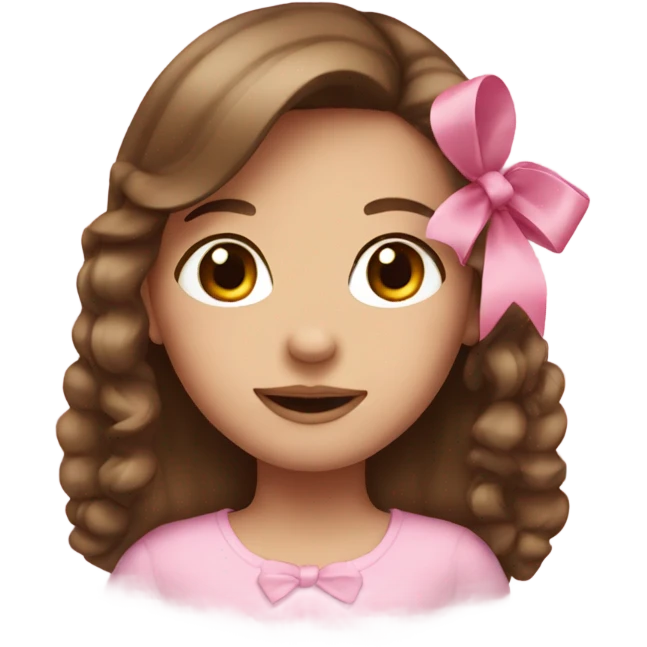 a girl with brown hair and a pink bow emoji
