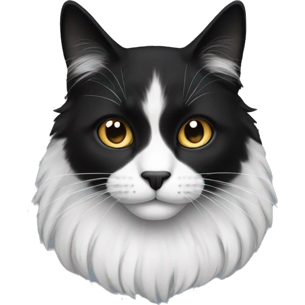 black long hair cat with black and white muzzle emoji
