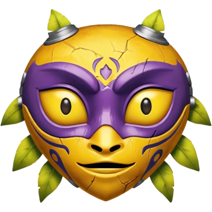 majoras mask mixed with the eyebrow raised emoji emoji