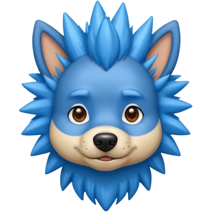 blue very spiky haired dog with earrings emoji
