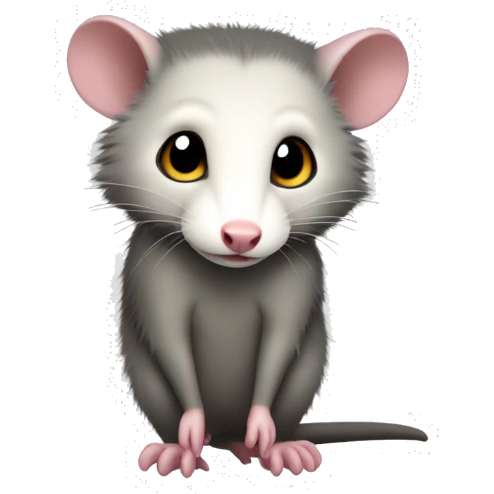 opossum full body. side profile, facing right small eyes. Not cute emoji