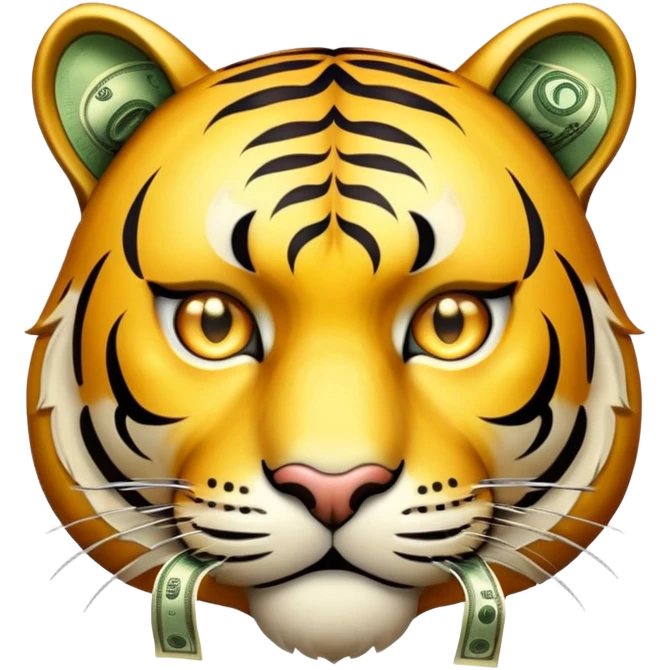 tiger face with money eyes and donation for Twitch emote emoji