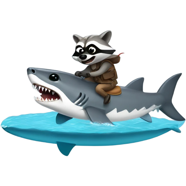 Raccoon riding shark  emoji