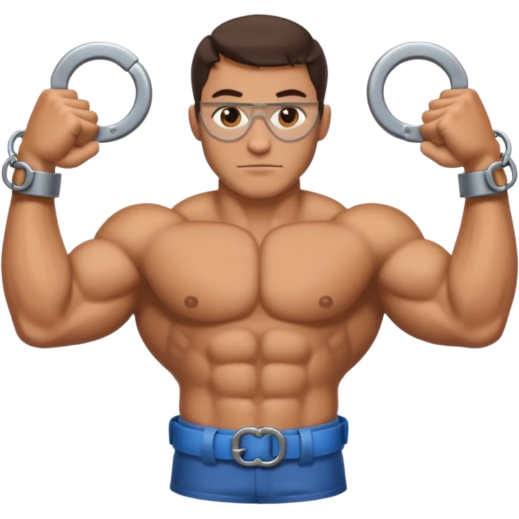 Flexing single bicep with handcuffs without person emoji