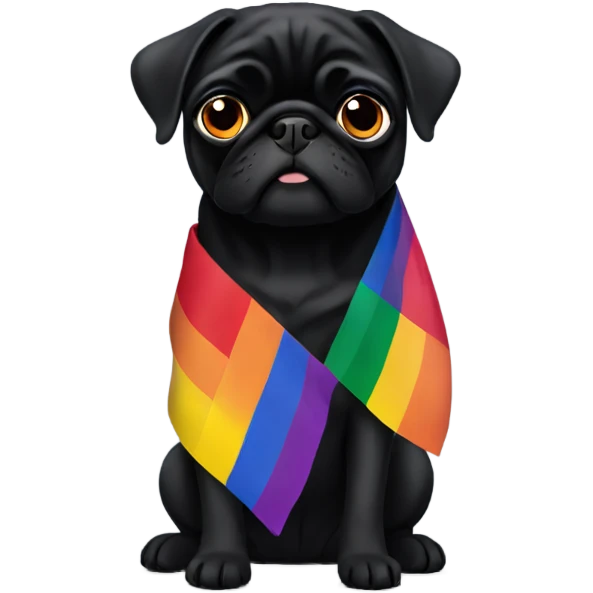 Black pug with pride flag emoji
