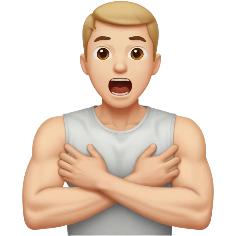 Arms crossed holding neck with screaming man emoji