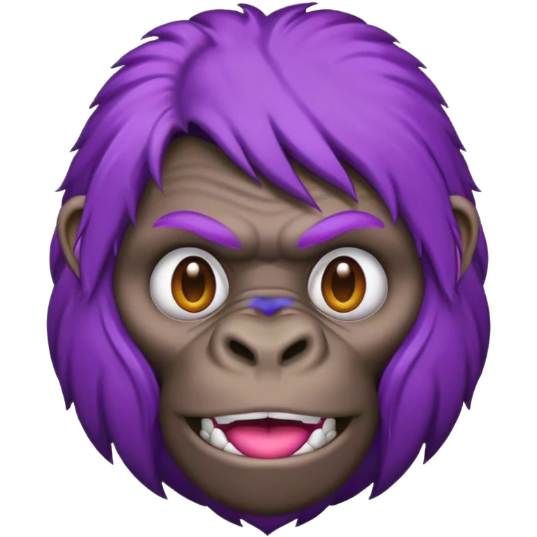 purple haired gorilla head, apple style emoji, no text, facing slightly left emoji