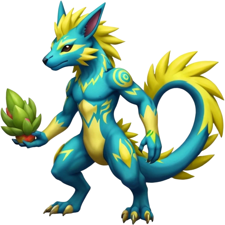 Tribal furry anthropomorphic Colorful Fruity Gay Manectric-Electrike-Zeraora-Zygarde-fusion-hybrid-creature  emoji