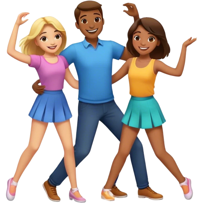 Guy dancing with girls emoji
