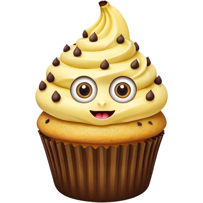 big mustached banana cupcake big eyes emoji