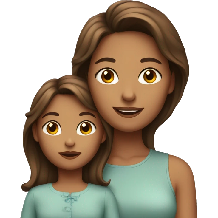 girl brown hair with a little daughter  emoji
