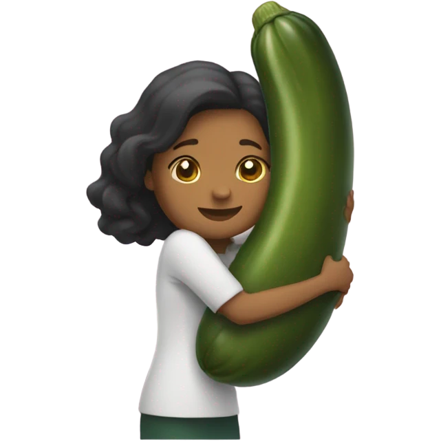 Woman hugging pickle emoji