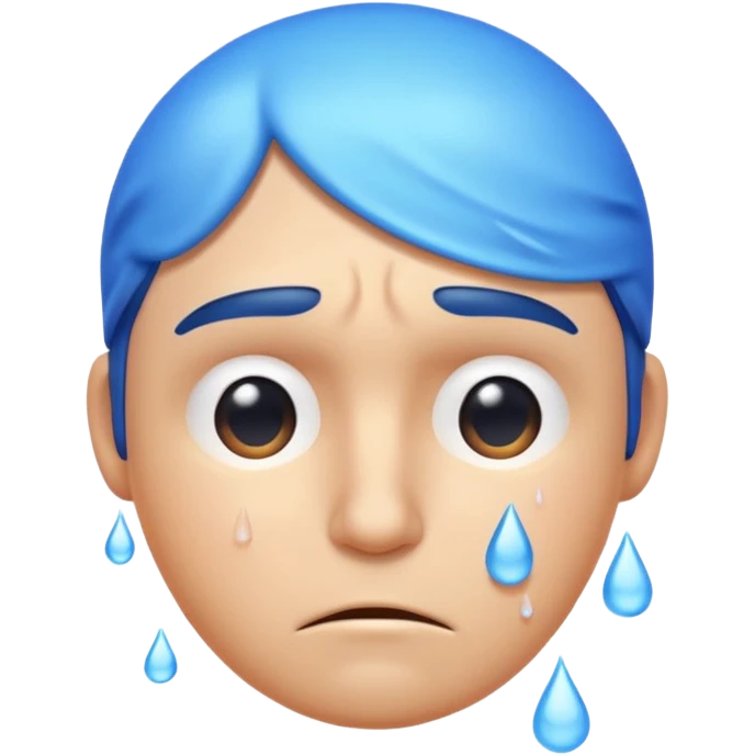 Apple-style emoji illustration of a person sweating, drops of water color, overheated face with sweat drops, half-closed exhausted eyes, annoyed or angry expression, soft 3D emoji style, smooth gradients, rounded shapes, centered composition. emoji